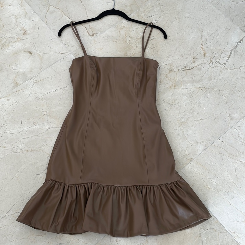 NWT ZARA FAUX LEATHER MOCHA BROWN MINI